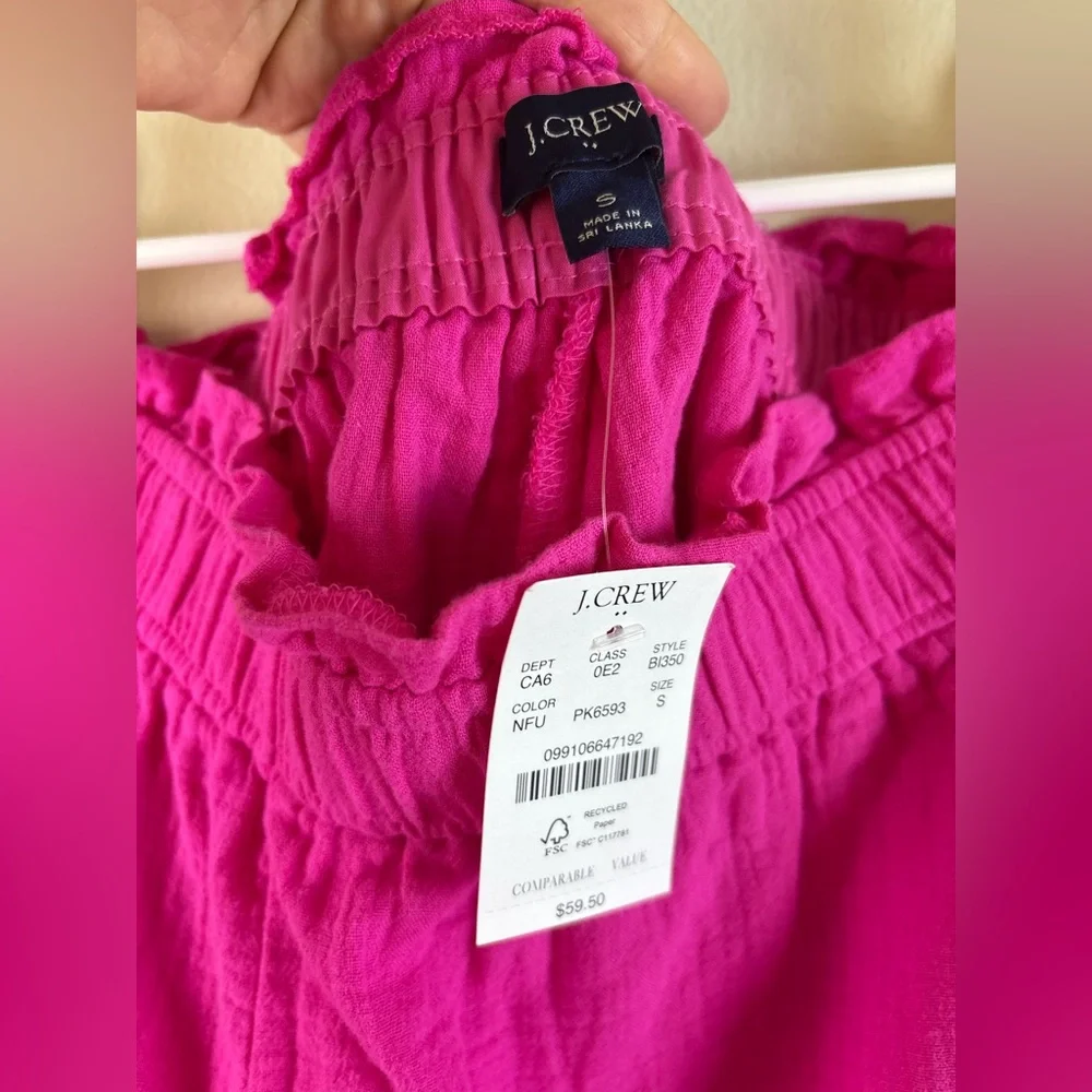 NWT J. Crew hot pink elastic waist/pull on gauze shorts size small cute & comfy - Picture 3 of 5